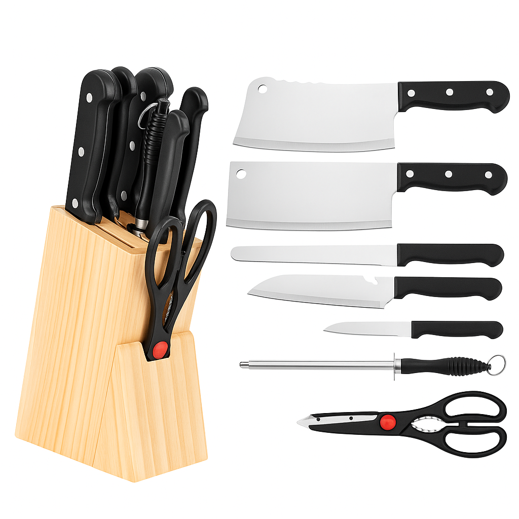 7Pcs Kitchen Knife Set with Stand (Wooden Stand)