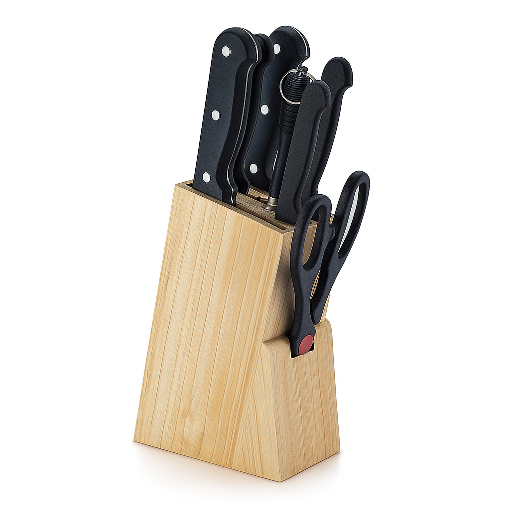 7Pcs Kitchen Knife Set with Stand (Wooden Stand)