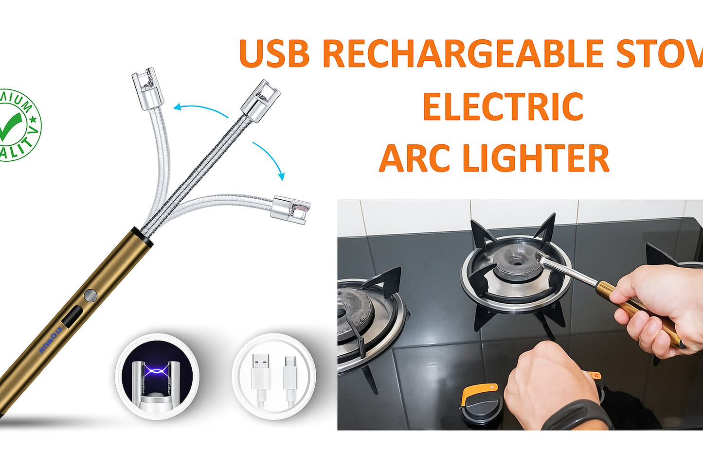 Electric Lighter For Kitchen Rechargeable Portable Lighter For Gas Stove