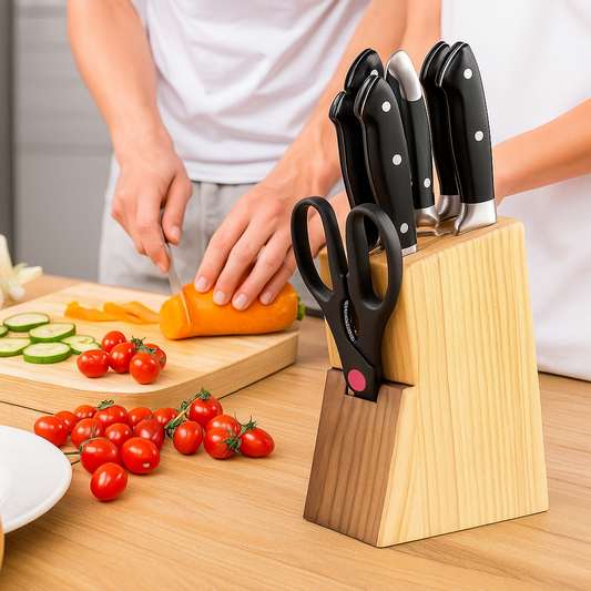 7Pcs Kitchen Knife Set with Stand (Wooden Stand)